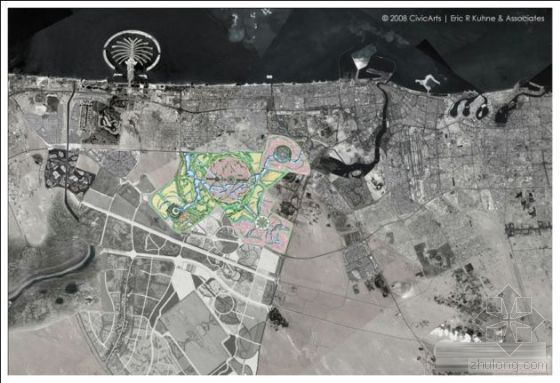 中轴线城市规划资料下载-Civicarts：迪拜默罕默德•宾•拉斯德花园城市规划