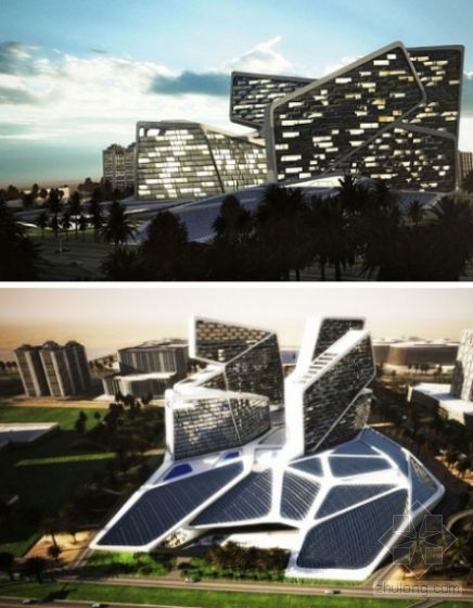 龙山湖高尔夫俱乐部资料下载-十二个环保建筑设计：迪拜太阳能垂直村