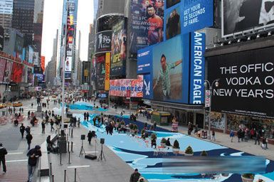 乡村街景景观资料下载-纽约时代广场将设置临时街景