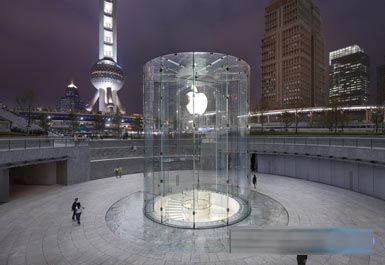 标志性入口资料下载-上海苹果店建造引人注目的玻璃入口亭台 