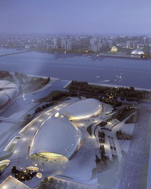 室内滑板运动场馆资料下载-杭州奥体博览城双塔设计方案公示及评选