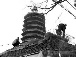 古塔塔施工图资料下载-北京修复元代古塔建筑 鲁迅故居门牌失踪不知所踪