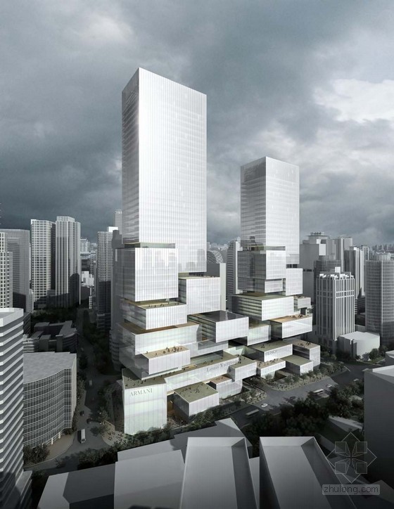 重庆商业地块概念性规划资料下载-消融之塔 重庆金融街E-15地块设计