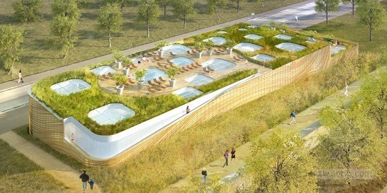 工作室设计室内曲线设计资料下载-mikou design studio工作室设计巴黎公共泳池 