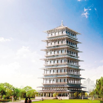 九层仿古塔资料下载-北京园博会标建永定塔结构封顶 年底前全部完工