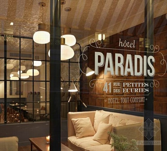温馨酒店装修资料下载-巴黎Paradis酒店大堂装修设计
