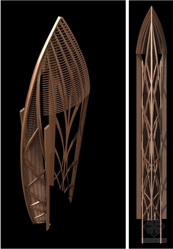 图9塔楼中庭双曲面模型图