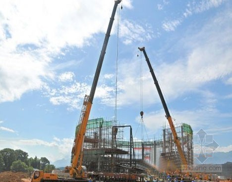 九江赛城湖新区城市设计资料下载-大千世界飞行影院钢结构吊装成功