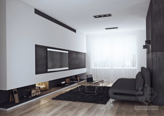 现代简约单身公寓设计分析资料下载-简约时尚的单身公寓 黑白灰塑造绝对不简单的空间