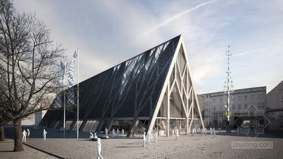 巴伐利亚风格资料下载-Modo设计的巴伐利亚博物馆木梁支撑方案