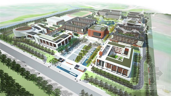 中学校园规划绿色资料下载-绿色校园设计：昆山西部高中总规划