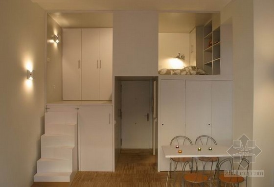 超小户型设计装修资料下载-马德里28平米超小户型 家居空间利用十分巧妙