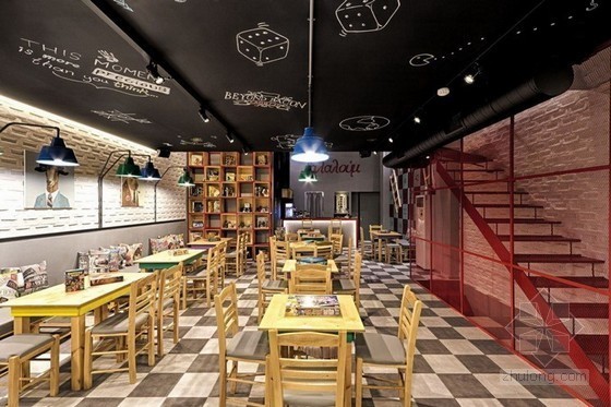 咖啡厅设计施工资料下载-希腊咖啡厅设计 唤起童年的回忆
