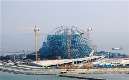 北京歌剧院施工图资料下载-“大小贝壳”珠海歌剧院结构成型 2015年底启用