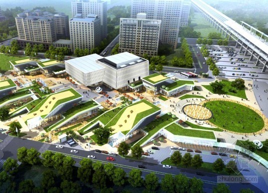 新亚洲风格办公方案资料下载- Benoy Architects设计的台湾新楚高铁站“绿色屋顶”商城项目方案
