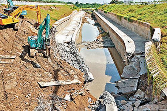 河道清淤工法资料下载-台湾花10亿修疏洪道 完工19天崩塌