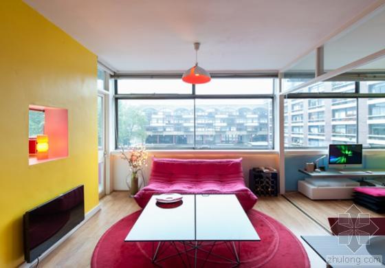 十几平米单身公寓户型资料下载-43平米伦敦“魅力彩色”单身公寓