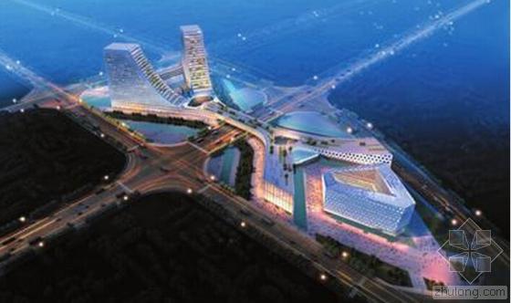 办公商业研发综合体资料下载-青岛蓝色中心封顶 打造最高生态商务综合体