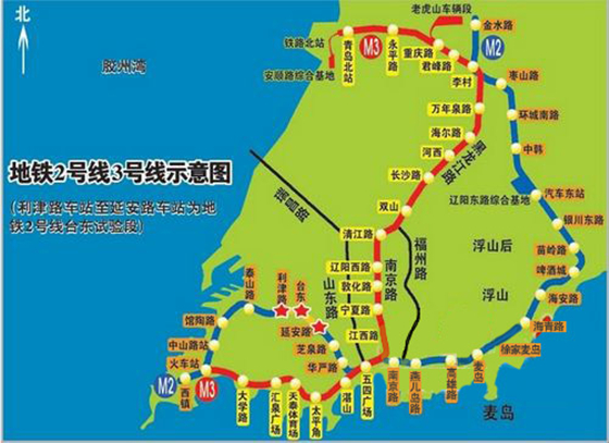 青岛地铁2号线线路
