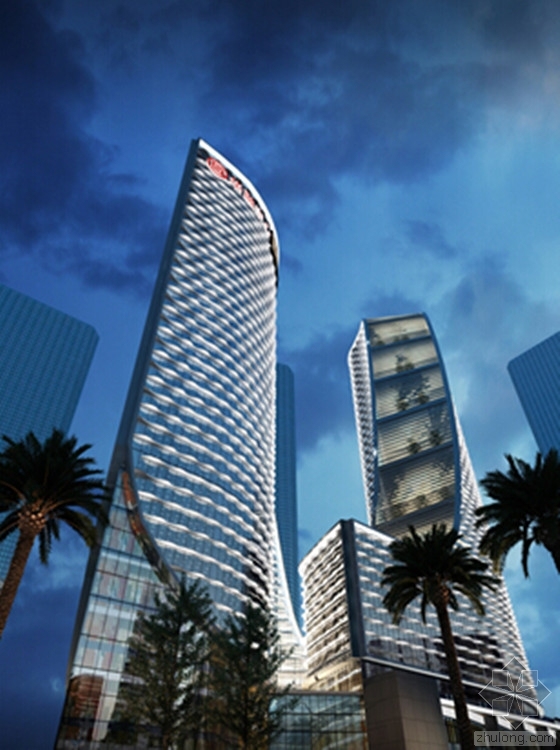 双鱼造型建筑资料下载-珠澳地标中国华融大厦 夜景下的它更耀眼