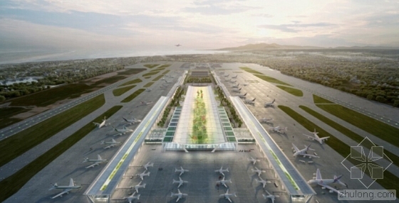 台湾桃园机场新航站楼 全玻屋顶悬挂巨龙-台湾桃园机场新航站楼