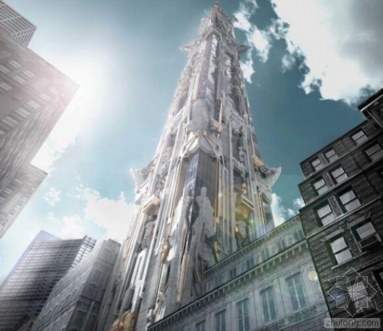 楼顶景观塔资料下载-美国纽约拟建102层摩天大楼“米开朗基罗塔”