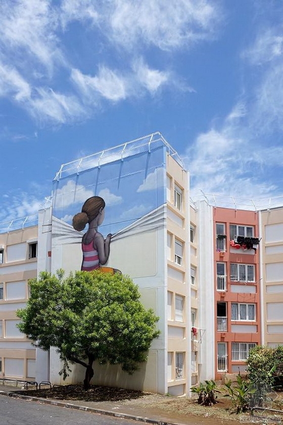 涂鸦墙面cad资料下载-街头艺术涂鸦云集马达加斯加小岛 再现童话？