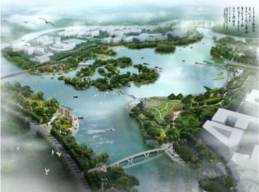 规划面积达835亩,其中水域面积600亩,比福州西湖(水域450亩)还大,工程