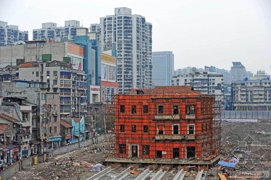 民国商街设计资料下载-武汉百年建筑将平移滑行90余米