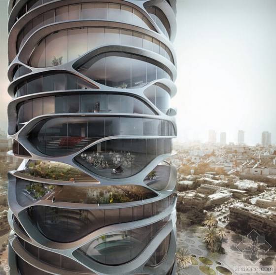 David Tajchman设计的特拉维夫市圆柱形摩天大楼概念方案-特拉维夫市圆柱形摩天大楼概念方案