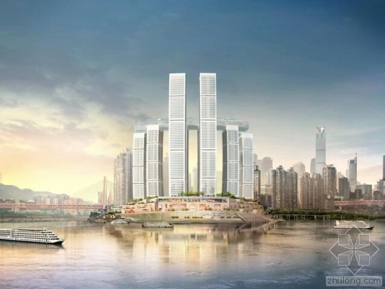 重庆来福士设计图资料下载-中国西南新地标350米重庆来福士广场裙楼将封顶