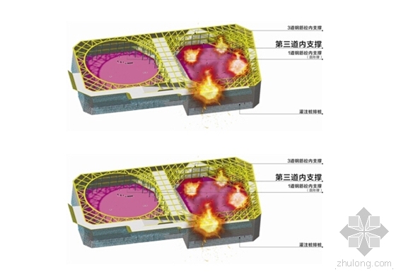 内支撑钢支撑资料下载-成都在建第一高楼昨爆破拆除内支撑 距地铁口仅5米 2.4吨炸药3秒爆