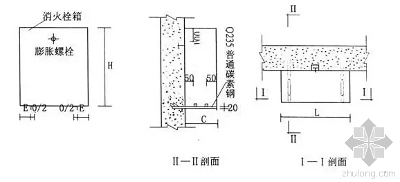 乙型室内单栓消火栓箱资料下载-室内消火栓箱安装细部做法