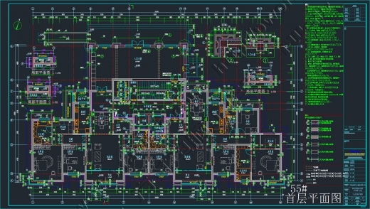 某高层、叠拼住宅及地下车库全套施工图[高层建筑专业部分]-高层建筑55首平.jpg