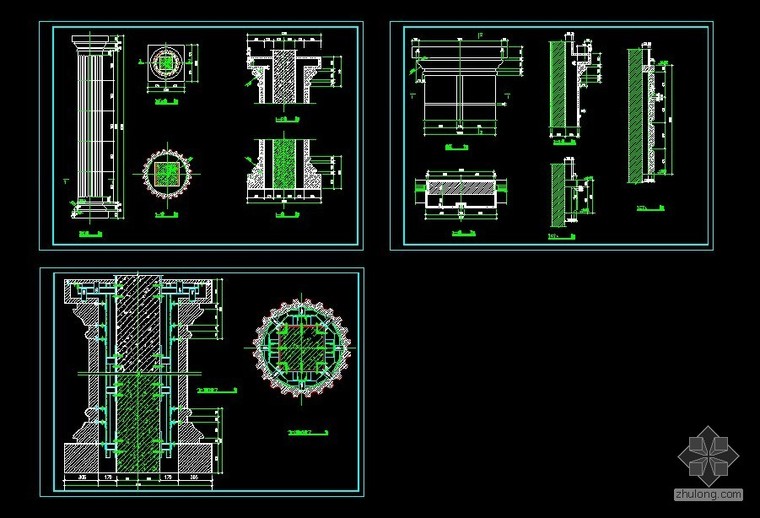 罗马柱图纸资料下载-罗马柱干挂石材详图