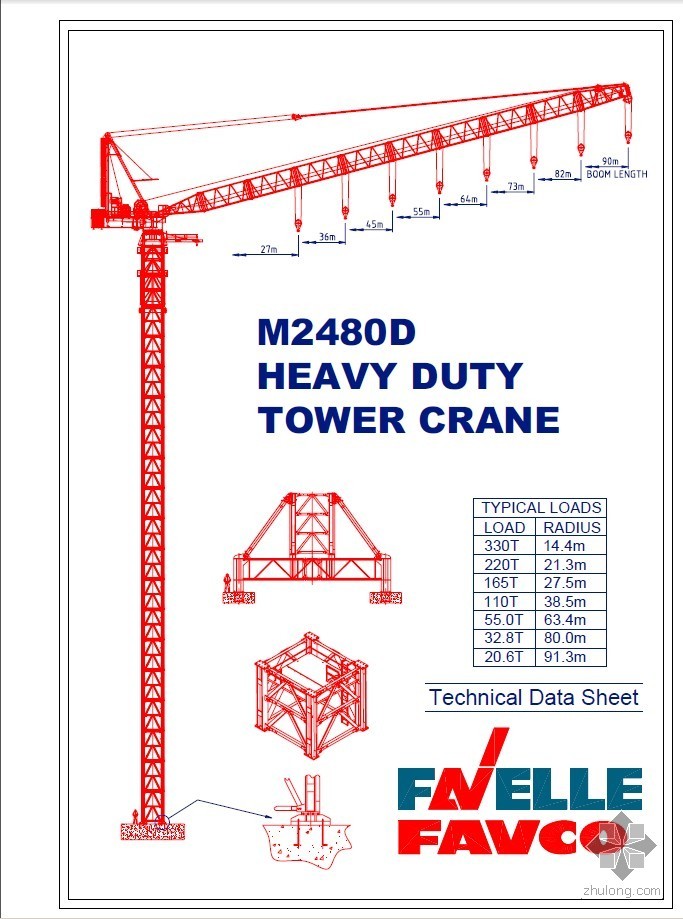 动臂塔吊CAD资料下载-[超高层机械]动臂塔吊之王Favlle Favco M2480D