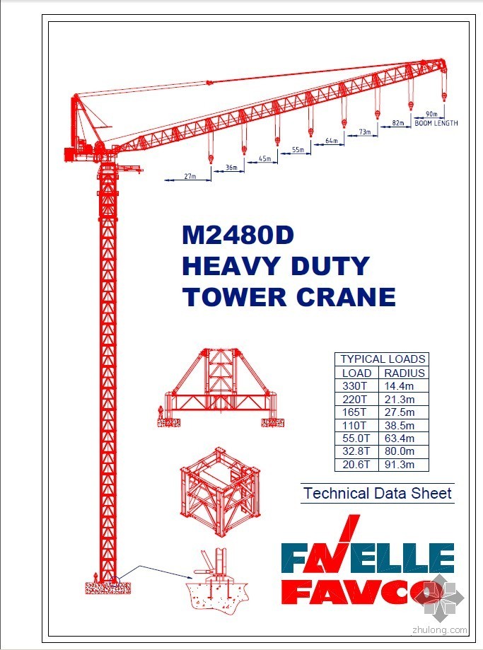 动臂塔吊方案资料下载-[超高层机械]动臂塔吊之王Favlle Favco M2480D