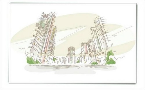 城市综合体手绘资料下载-[建筑手绘]一组手绘城市简笔画