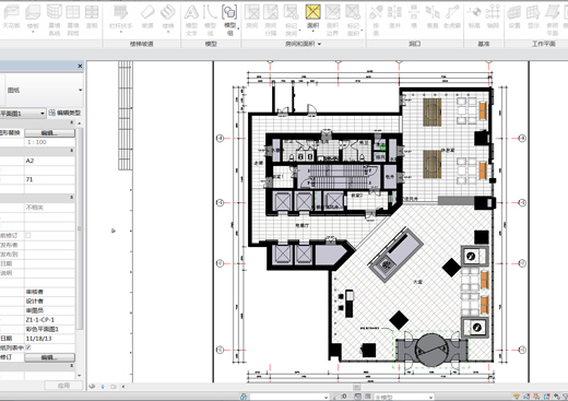 最近用revit完成的唐山办公楼室内设计项目-1彩色平面.JPG