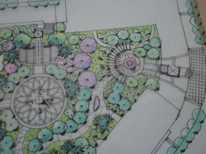 手绘上色彩色平面过程图