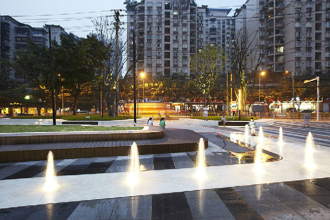 校园公共交往空间设计资料下载-公共空间 广场设计 意向图——万科重庆西九广场