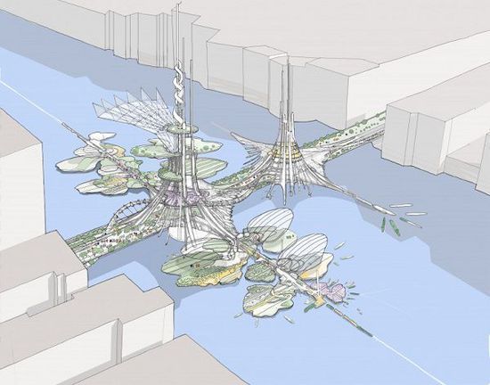 湖心岛效果图资料下载-高度破1000米：武汉将建世界最高双子塔