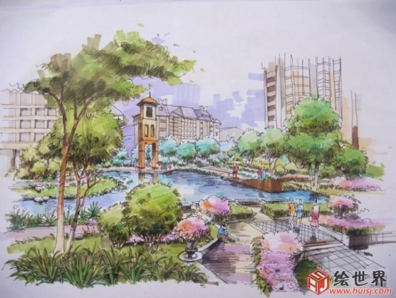 马克笔景观效果图 手法及欣赏-景观手绘表现-筑龙园林景观论坛