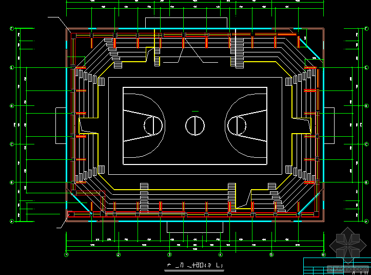 cad篮球场平面图教程图片