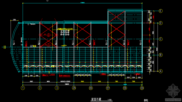 钢屋面检修钢爬梯dwg资料下载-24x30弧形钢结构厂房.dwg
