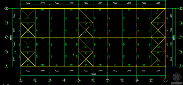 27米跨度图片资料下载-安徽28米跨度钢结构工程CAD.dwg