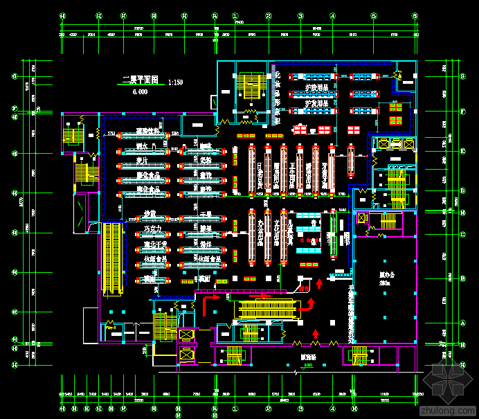 超市兼商场平面图资料下载-大超市平面图
