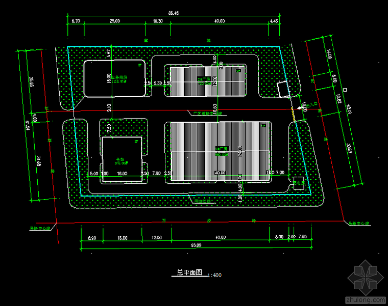 厂房办公楼总图资料下载-精密仪表厂房建施图（总图）.dwg