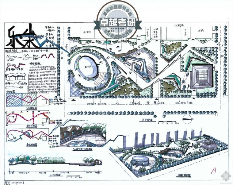 园林展览上的学生作品资料下载-欢迎赏图--卓越手绘暑假景观考研班学生作品