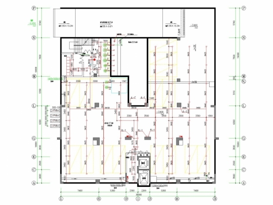 某市综合楼办公楼给排水设计图-地下室自动喷淋平面图.jpg